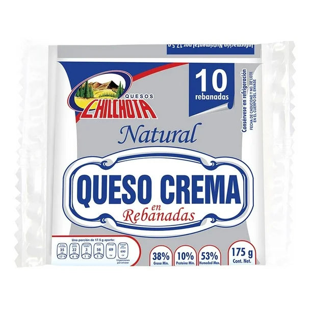 QUESO DOBLE CREMA CHILCHOTA REBANADO PQT 10 PZS